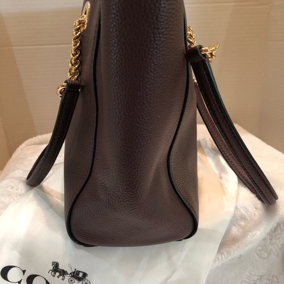 COACH OXBLOOD SOFT PEBBLED LEATHER TOTE - Picture 3 of 9